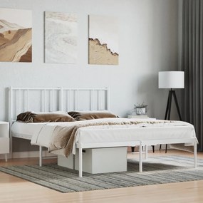 Estrutura de cama com cabeceira 140x200 cm metal branco