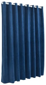 Cortina blackout c/ argolas metal 290x245 cm veludo azul-escuro