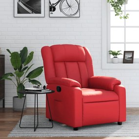 Poltrona reclinável couro artificial vermelho