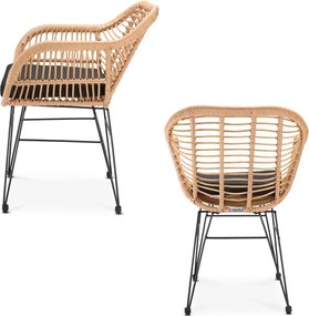 Conjunto 2 Cadeiras de Jardim de vime Polyrattan Bali natural