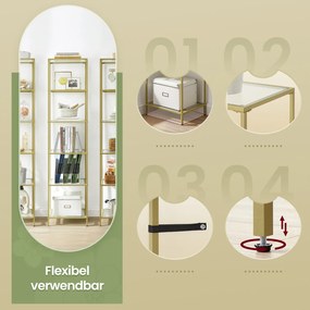 Estante com estrutura elegante e 6 prateleiras em vidro transparente 30 x 40 x 177,3 cm dourado