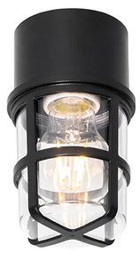 Candeeiro de teto e parede preto com cúpula transparente IP54 - Kiki