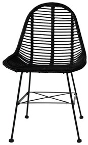 Cadeiras de jantar 6 pcs vime genuíno preto