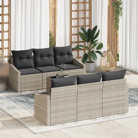 Conjunto de Sofá para Jardim de 7 Peças com Almofadas Cinzento-claro d