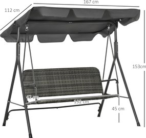 Banco Baloiço de Jardim Baloiço de Exterior com Toldo Ajustável Assent