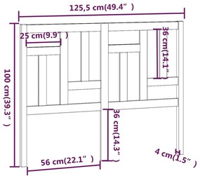 Cabeceira de cama 125,5x4x100 cm pinho maciço cinzento