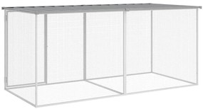 Galinheiro com teto 203x98x90 cm aço galvanizado cinza-claro