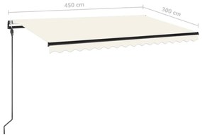 Toldo automático com LED e sensor de vento 450x300 cm creme