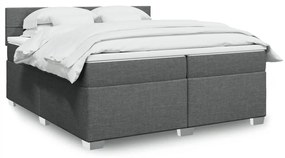 Cama com molas/colchão 200x200 cm tecido cinzento-escuro