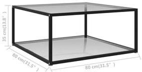 Mesa de centro 80x80x35 cm vidro temperado transparente