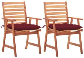 Cadeiras de jantar p/ jardim 2 pcs c/ almofadões acácia maciça