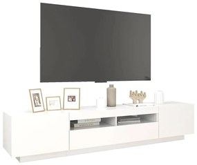 Móvel de TV com luzes LED 200x35x40 cm branco