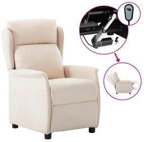 vidaXL Poltrona reclinável elétrica tecido cor creme