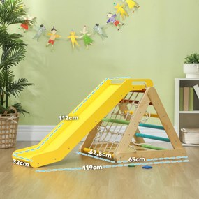 Triângulo de escalada 5 em 1 com escorrega 119 x 63 cm para crianças e percurso de motricidade multicolorido
