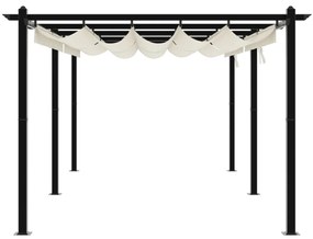 Gazebo de jardim com teto retrátil 3x6 m alumínio creme