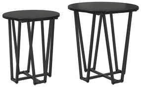 Mesa de Apoio vidaXL 2 pcs Preto Carvalho Madeira Engenharia e Metal