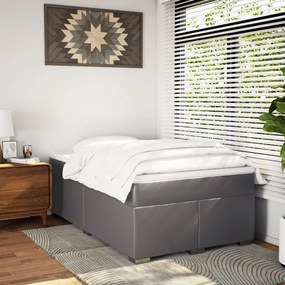 Cama com molas/colchão 120x200 cm couro artificial cinzento