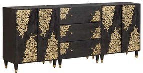 vidaXL Conjunto de Armários para Banheiro 3 pcs Preto 180 x 33 x 75 cm