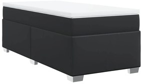 Cama com molas/colchão 90x200 cm couro artificial preto
