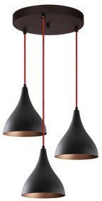 Chandelier Berceste – Preto e Vermelho – 46 cm de Diâmetro x 119 cm de
