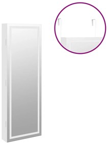 Móvel para joias de parede espelhado com luzes LED branco