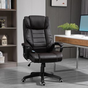 Cadeira de escritório com função de massagem, ergonómica, de grande conforto, altura ajustável, encosto basculante e revestimento sintético castanho F