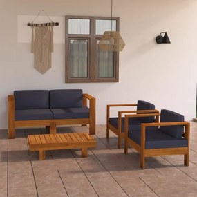 vidaXL 4 pcs conj. lounge de jardim c/ almofadões cinza-escuro acácia