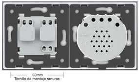 Interruptor tátil 2 botões + 1 tomada + função de controle remoto, Painel frente branco vidro temperado