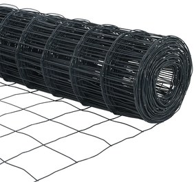 Cerca Euro com 13 Postes 1.2x25 m Aço Galvanizado Cinza