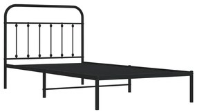 Estrutura de cama com cabeceira 107x203 cm metal preto