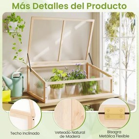 Estufa portátil, teto transparente rebatível 94 x 63 x 40 cm, proteção para vasos elevados, pequena, interior, exterior, jardim, terraço, madeira