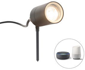 LED Foco de jardim moderno inteligente antracite IP44 com Wi-Fi GU10 - Solo Moderno