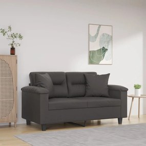 vidaXL Sofá 2 lugares c/ almofadas/almofadões 120cm couro artif. cinza