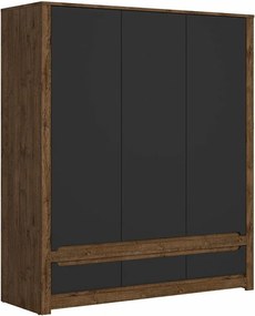 Roupeiro Ophevaru 119, Preto matte, April carvalho, 205x179x61cm, 182 kg, Portas para roupeiro: Com dobradiças, Número de prateleiras: 5, Número de prateleiras: 5