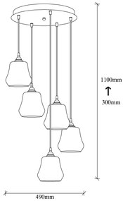 Candeeiro Suspenso Gold – Dourado e Preto – 49 x 49 cm