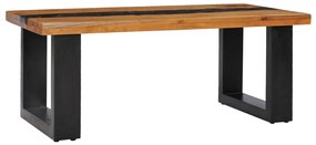 Mesa de centro 100x50x40 cm madeira de teca maciça e poliresina