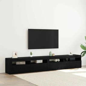 Conjunto de Armário de TV vidaXL de 3 Peças com Luzes LED Carvalho Preto Madeira Estruturada