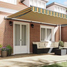 Toldo Retrátil Automático Verde e Amarelo 500x350 cm