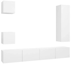 Conjunto de 5 Móveis de Parede de TV Sines L - Branco - Design Moderno