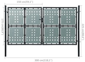 Portão de cerca com porta única 300x225 cm preto