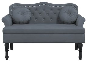 Banco com almofadões 120,5x65x75 cm veludo cinzento-escuro