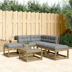 vidaXL 5 pcs conjunto sofás de jardim c/ almofadões pinho impregnado