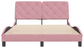 Estrutura de cama c/ cabeceira 140x200 cm veludo rosa