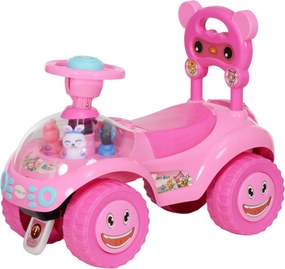 Carro Andador para Crianças, 62 x 29,5 x 48,5 cm, Encosto Alto Amovível, Cor-de-Rosa