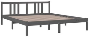 Estrutura de cama 160x200 cm madeira maciça cinzento