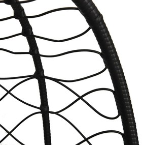 Cadeira forma ovo suspensa vime PE/aço c/ almofadão branco nata