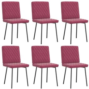 Cadeiras de jantar 6 pcs veludo vermelho tinto