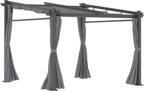 Outsunny Pérgola, incluindo material de fixação, teto retrátil, 2,97 m x 2,95 m x 2,3 m, Cinza escuro | Aosom Portugal