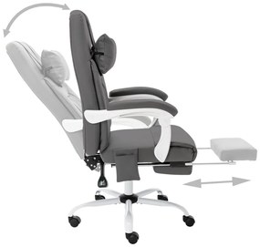 Cadeira escritório c/ função massagem couro artificial cinzento