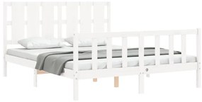 Estrutura de cama King Size com cabeceira madeira maciça branco